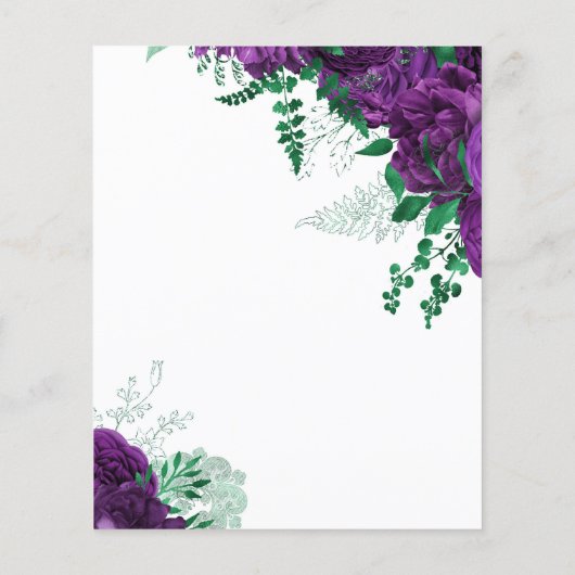 Paarse en groene Waterverf Floral Wedding Invite Flyer (Achterkant)