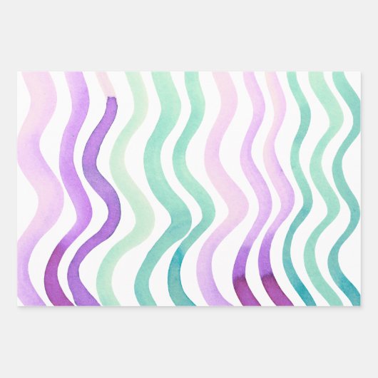 Paarse en groene waterverf inpakpapier vel (Voorkant)