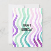 Paarse en groene waterverf op de Bday Kaart (Voorkant)