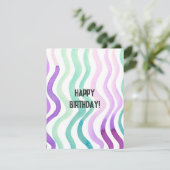 Paarse en groene waterverf op de Bday Kaart (Staand voorkant)