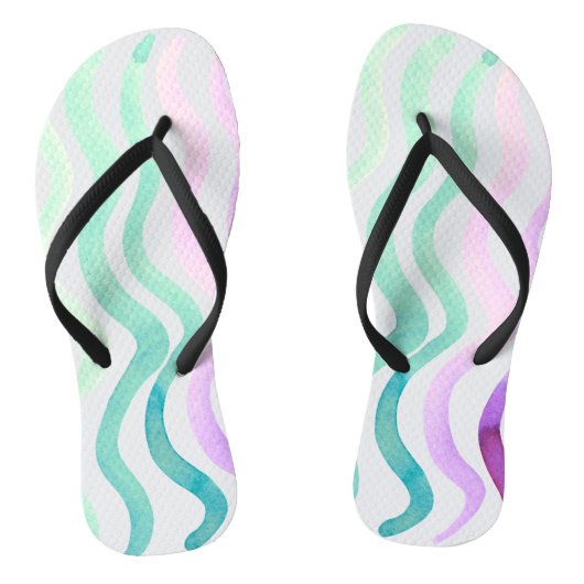 Paarse en groene waterverf teenslippers (Voetbed)