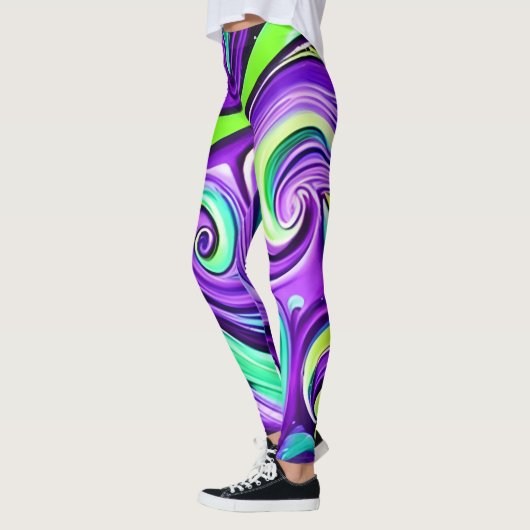 Paarse en groene werveling leggings (Links)