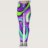 Paarse en groene werveling leggings (Voorkant)