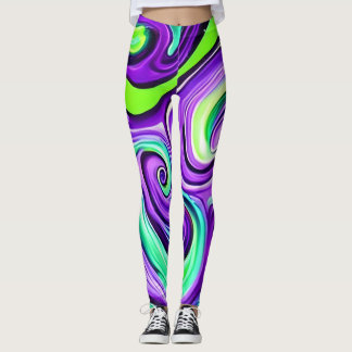 Paarse en groene werveling leggings