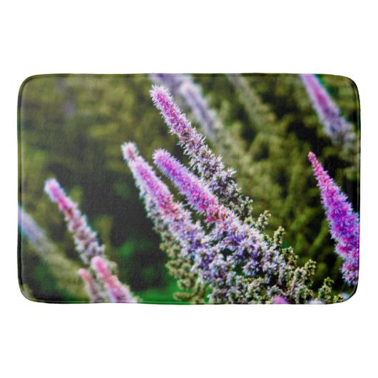 Paarse en groene wilde bloemen badmat (Voorkant)