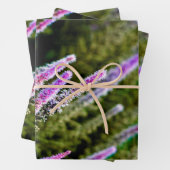 Paarse en groene wilde bloemen inpakpapier vel (In situ)