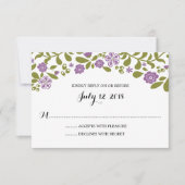 Paarse en groene Wildflower Blossoms Bruiloft RSVP (Voorkant)