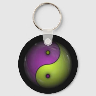 paarse en groene yin yang sleutelhanger