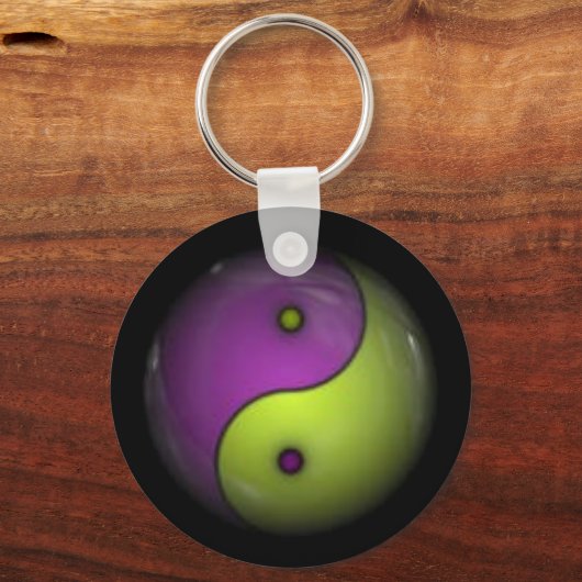 paarse en groene yin yang sleutelhanger (Voorkant)