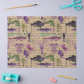 Paarse en groene Zeeen Scheppen op Tan-ontkoppelin Tissuepapier (Craft)