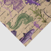 Paarse en groene Zeeen Scheppen op Tan-ontkoppelin Tissuepapier (Detail)