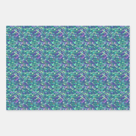 Paarse en groene zeemeerminschaal inpakpapier vel (Voorkant 3)