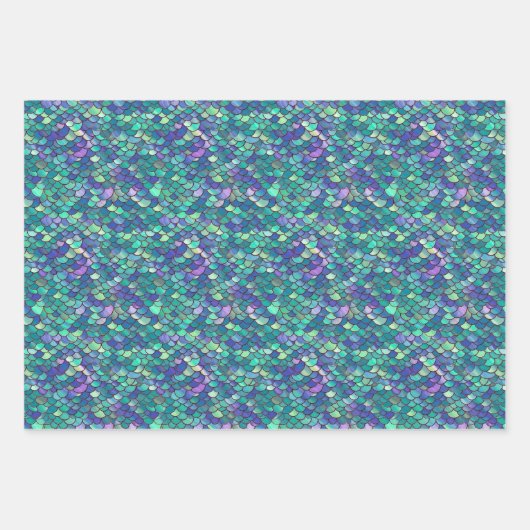 Paarse en groene zeemeerminschaal inpakpapier vel (Voorkant 2)