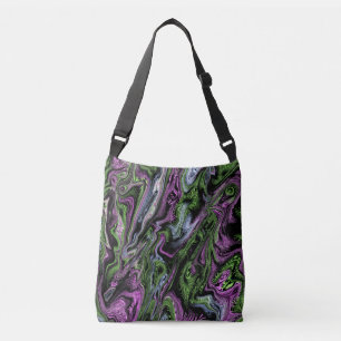 Paarse en groene zijderupsen Dekeffect Vloeibare k Crossbody Tas