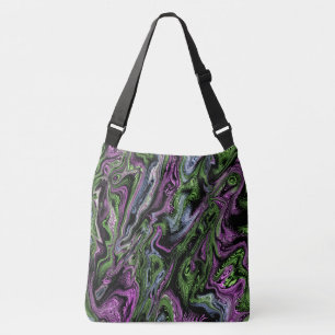 Paarse en groene zijderupsen Dekeffect Vloeibare k Crossbody Tas