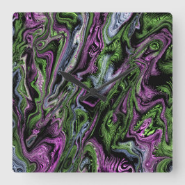 Paarse en groene zijderupsen Dekeffect Vloeibare k Vierkante Klok