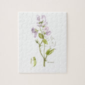 Paarse en groene zoete erwt met bloem waterverf legpuzzel (Verticaal)