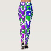 [Paarse en groene] zwaait op-Art-Leggings Leggings (Achterkant)