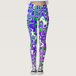 [Paarse en groene] zwaait op-Art-Leggings Leggings