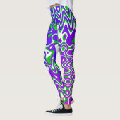 [Paarse en groene] zwaait op-Art-Leggings Leggings (Links)