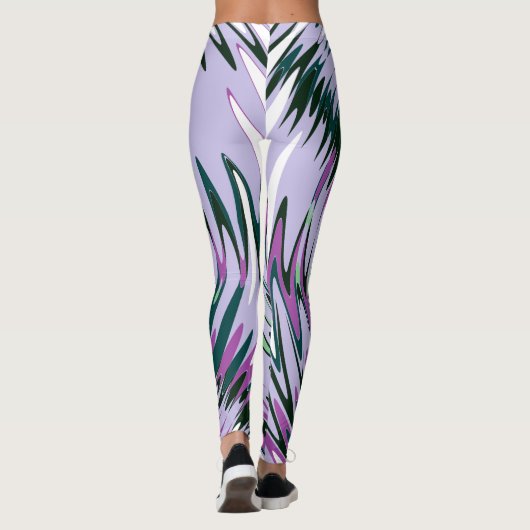 Paarse en groene Zwemrijke Leggings voor vrouwen (Achterkant)