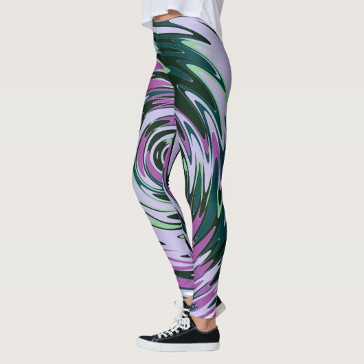 Paarse en groene Zwemrijke Leggings voor vrouwen (Links)
