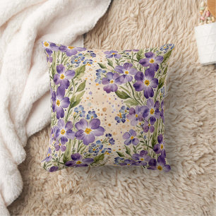 Paarse en indigo bloemen kussen