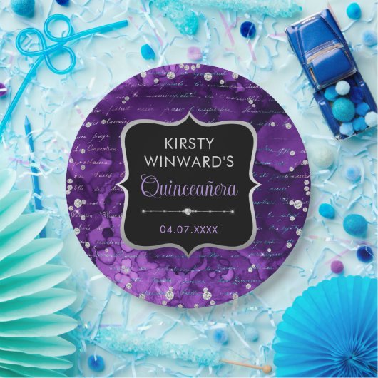 Paarse en ironische kreet Quinceanera Papieren Bordje (Feest)