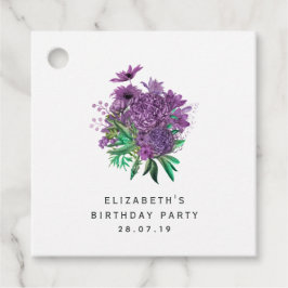  Paarse en Ivoor Bloemen Damask Bedankjes Labels