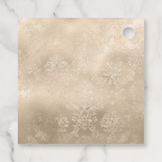 Paarse en Ivoor Bloemen Vogeldamast Bedankjes Labels (Achterkant)