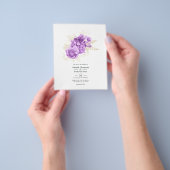 Paarse en Ivoor Floral bruiloft uitnodiging Flyer (Hand)