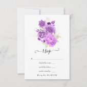 Paarse en ivoren bruiloft RSVP kaartje (Voorkant)