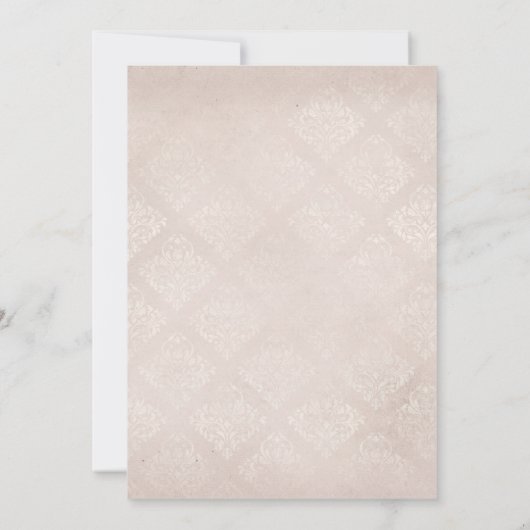 Paarse en ivoren bruiloft save the date (Achterkant)