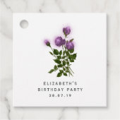 Paarse en ivoren Floral Bedankjes Labels (Voorkant)