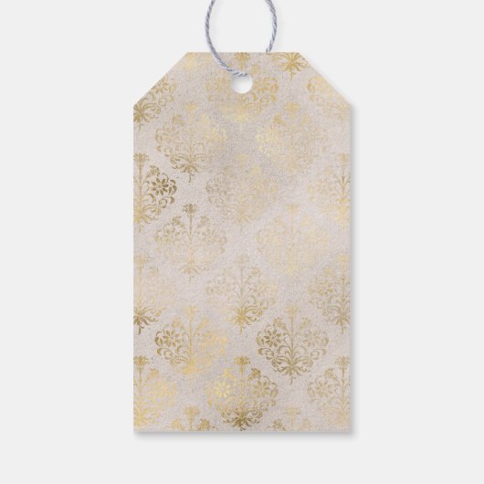 Paarse en ivoren Floral Cadeaulabel (Achterkant)