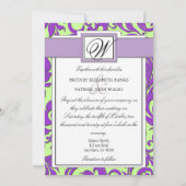 Paarse en kalkgroene Damask Wedding-uitnodigingen Kaart (Achterkant)