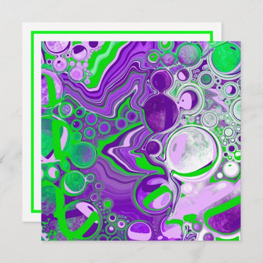 Paarse en kalkgroene marmer-fluid-kunst (Voorkant / Achterkant)