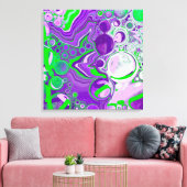 Paarse en kalkgroene marmer-fluid-kunst canvas afdruk (Insitu (Woonkamer))