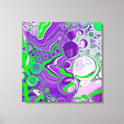Paarse en kalkgroene marmer-fluid-kunst canvas afdruk (Voorkant)