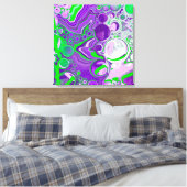 Paarse en kalkgroene marmer-fluid-kunst canvas afdruk (Insitu (Slaapkamer))