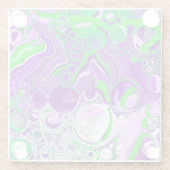 Paarse en kalkgroene marmer-fluid-kunst glazen onderzetter (Achterkant)