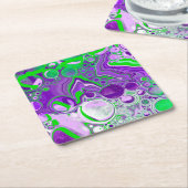 Paarse en kalkgroene marmer-fluid-kunst kartonnen onderzetters (Schuin)