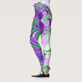 Paarse en kalkgroene marmer-fluid-kunst leggings (Links)