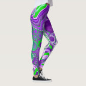 Paarse en kalkgroene marmer-fluid-kunst leggings (Rechts)