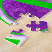 Paarse en kalkgroene marmer-fluid-kunst legpuzzel (Zijkant)