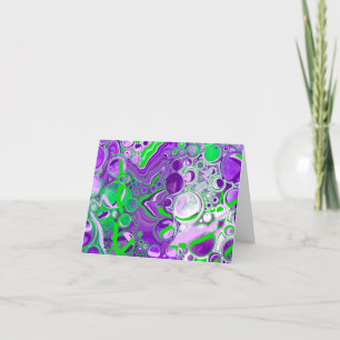 Paarse en kalkgroene marmer-fluid-kunst notitiekaartje