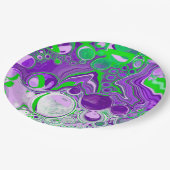 Paarse en kalkgroene marmer-fluid-kunst papieren bordje (Gekanteld)