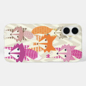 Paarse en koraal  Fox Art Red Retro Case-Mate iPhone Case (Achterkant (horizontaal))