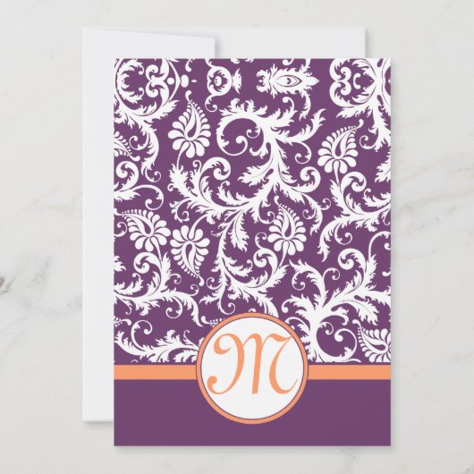 Paarse en Koraalridperbruiloft Kaart (Achterkant)