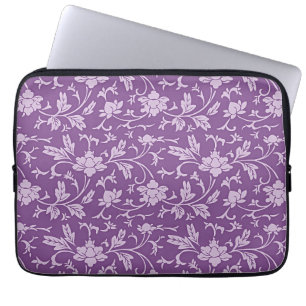 Paarse en lavendel bloemmotief laptop sleeve